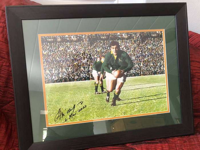 Frik du Preez Signed & Framed Springbok Rugby Photo  Legend of the Game