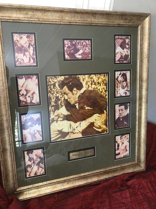 Framed Signed Frik du Preez Memorabilia  Springbok Rugby Player of the 20th Century