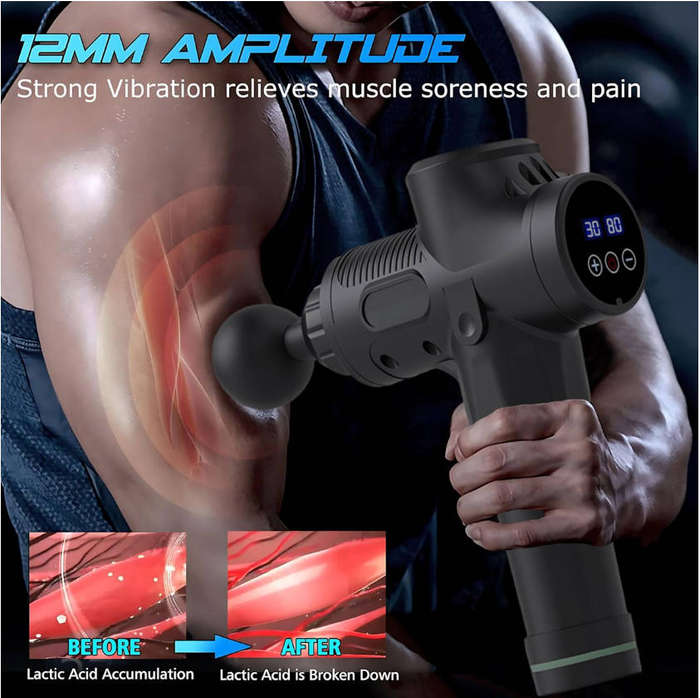 Massage Gun 6 Heads | Deep Tissue Muscle Massager with 30 Speeds & LCD Display
