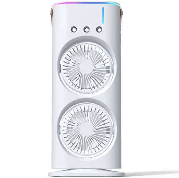 Rechargeable LED Dual Spray Mist Fan With Light And Remote Control