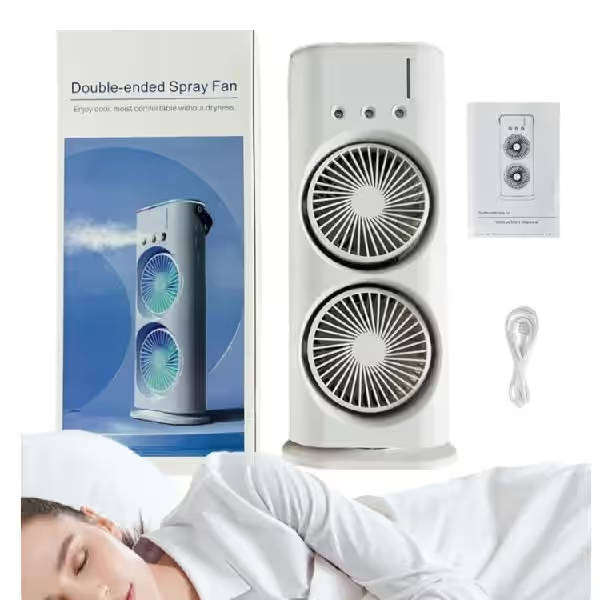 Rechargeable LED Dual Spray Mist Fan With Light And Remote Control