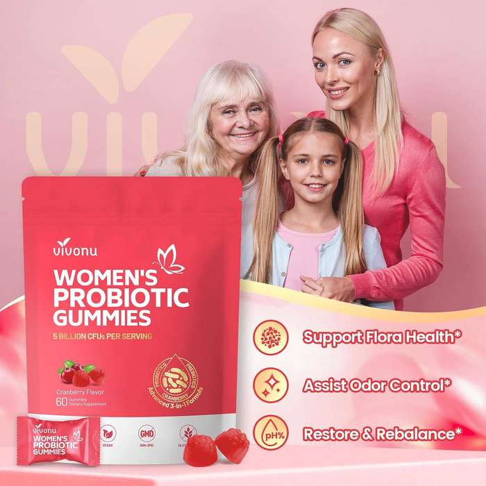 Vaginal Women Probiotic, Feminine Balance pH Gummies for Healthy Odor, Yeast Balance & Flora + Vitam