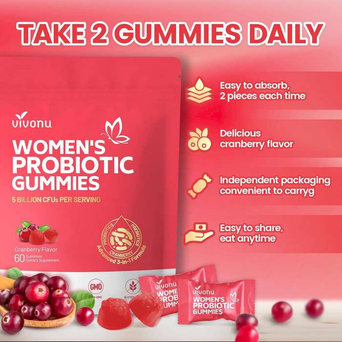 Vaginal Women Probiotic, Feminine Balance pH Gummies for Healthy Odor, Yeast Balance & Flora + Vitam