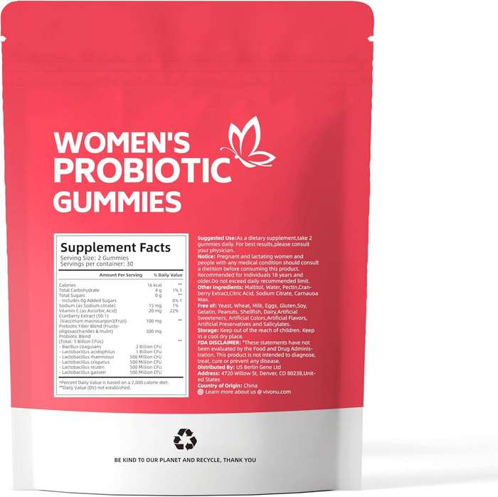 Vaginal Women Probiotic, Feminine Balance pH Gummies for Healthy Odor, Yeast Balance & Flora + Vitam