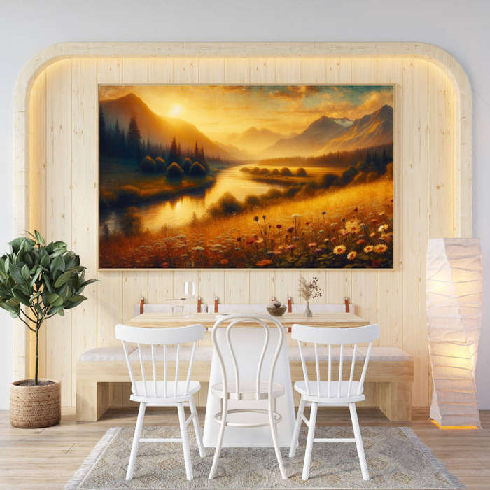 Digital Golden Horizon Serenity Wall Art