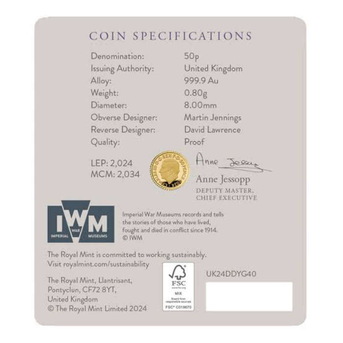 D-Day 80th Anniversary 1/40oz Gold Proof Coin (Limited Edition)