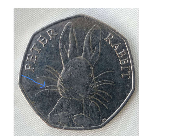 VERY RARE ERROR COIN: 2016 50 Pence 'PETER RABBIT' Commemorative Coin