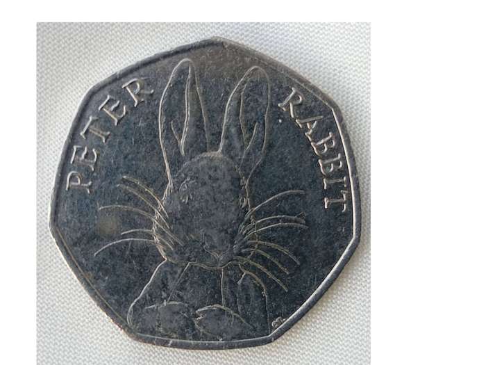 VERY RARE ERROR COIN: 2016 50 Pence 'PETER RABBIT' Commemorative Coin