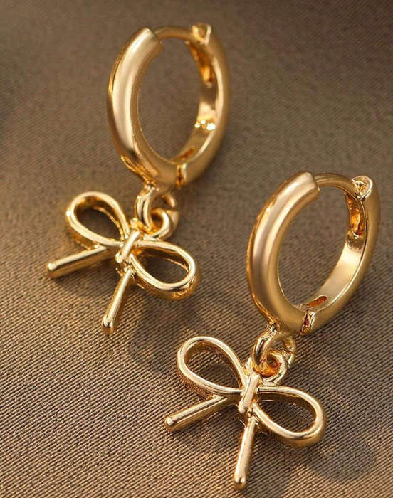 Gold Plated Ribbon Drop Earrings
