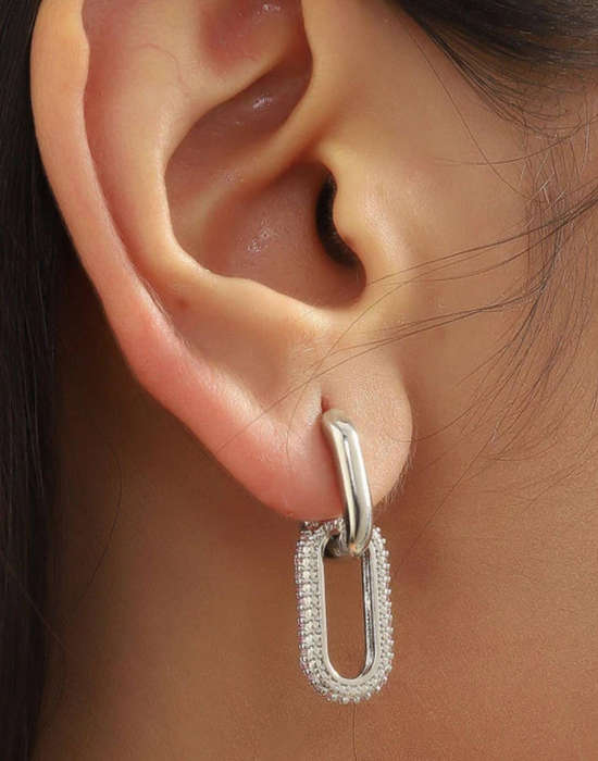 Silver Plated Oval Drop Earrings