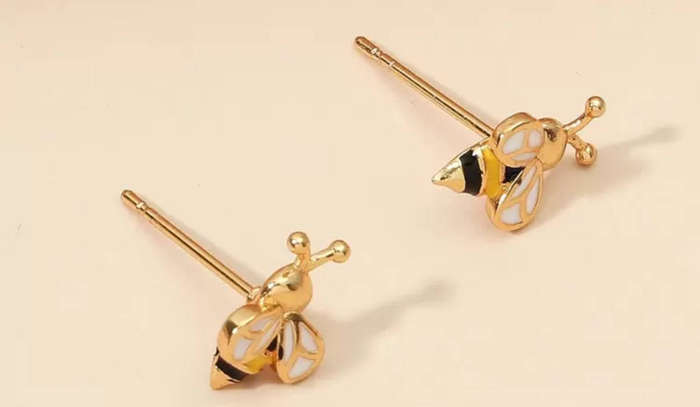 Gold Plated Bee Earrings