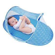 Baby Portable Sleeping Bed Cot with Mosquito Net, Folding Travel Crib Tent With Zipper Closure - Ins