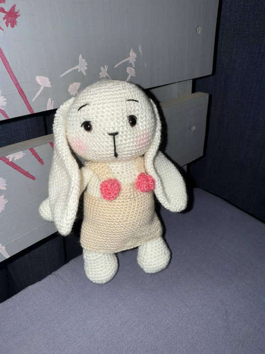 Crochet plushies - White Bunny with dress