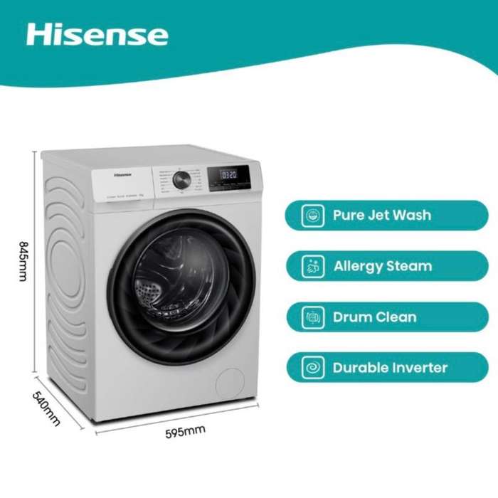 Hisense 8Kg Front Loader Washing Machine with Inverter (Silver)