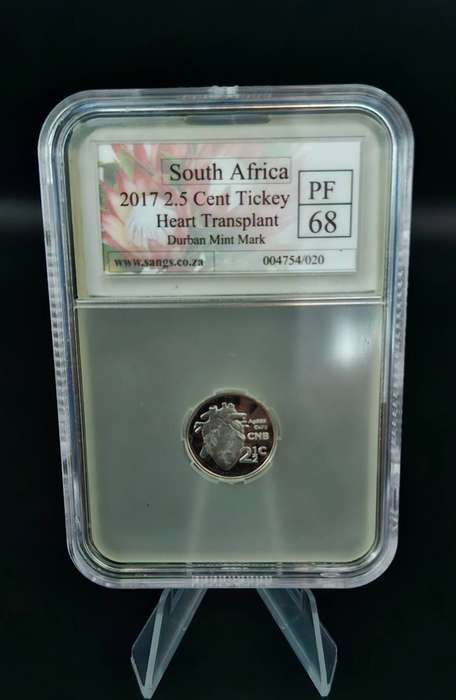 2017 2 5c tickey heart transplant durban mintmark (PF 68)