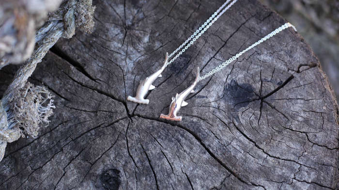Cocos Island Silver Hammerhead Shark Necklace