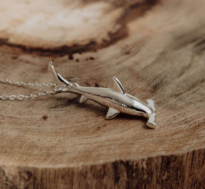 Cocos Island Silver Hammerhead Shark Necklace
