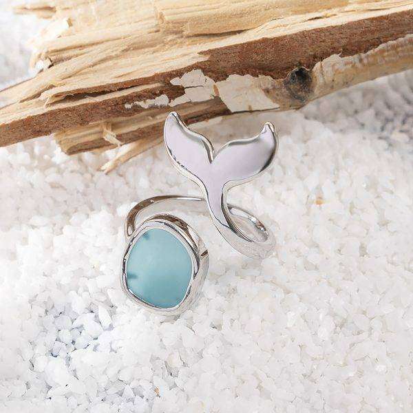 Whale Tail Seaglass Ring