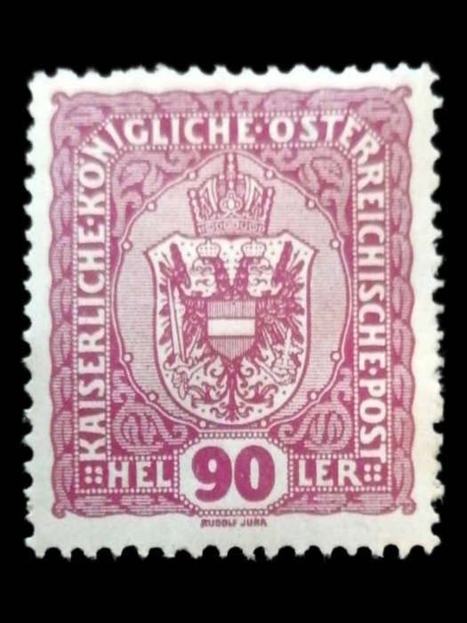 Austria 1916 Red 90 Heller - Scott Catalog #AT158 - Imperial Eagle Design