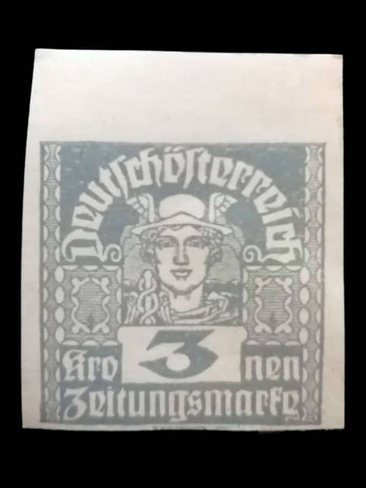 Rare Austria 1921 3 Kronen Newspaper Stamp  Unperforated SG AT N383B
