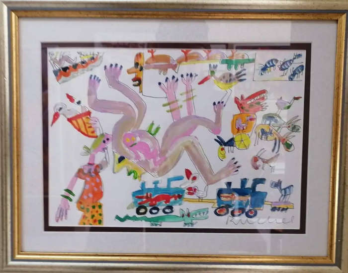Elwin Buchel Water Color Sketch Baby 290mm x 200mm Framed