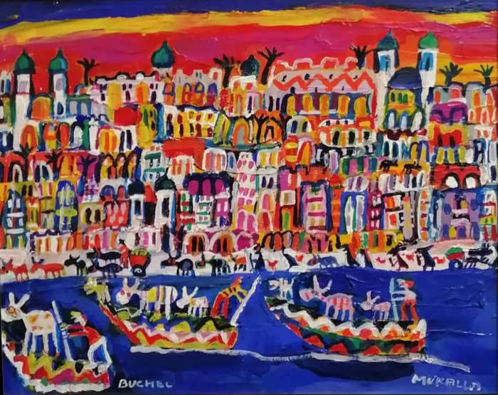 Elwin Buchel Painting - Mukalla 490mm x 600mm Framed