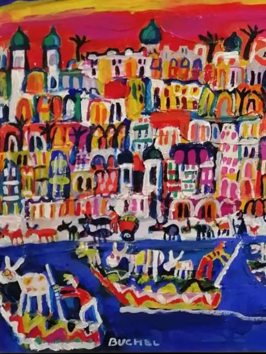 Elwin Buchel Painting - Mukalla 490mm x 600mm Framed