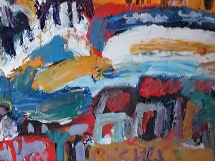 Elwin Buchel Painting - Horse Farm 300mm x 340mm OIL