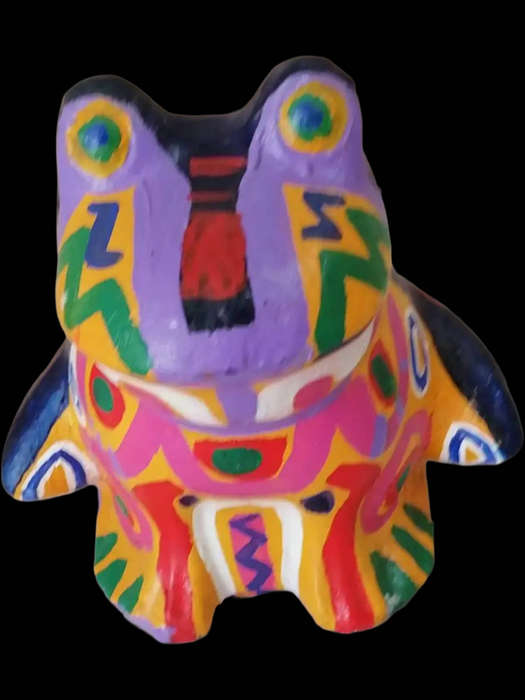 Elwin Buchel Painting on Stone -Small Frog Sculpture 250mm x 400mm