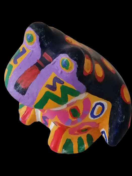 Elwin Buchel Painting on Stone -Small Frog Sculpture 250mm x 400mm