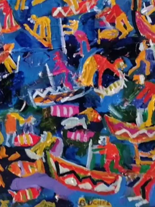 Elwin Buchel Painting - Water Sports 470mm x 600mm Framed