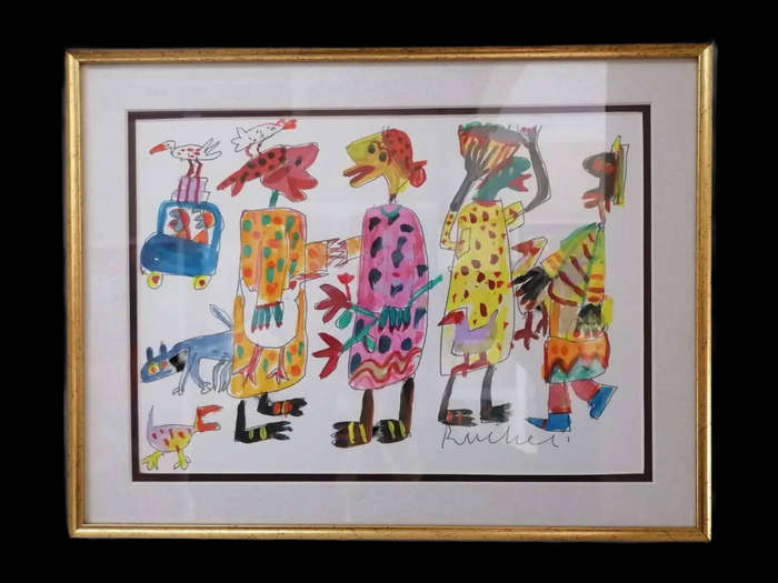 Elwin Buchel Water Colour Sketch- Rural Woman 1 290mmx200mm Framed