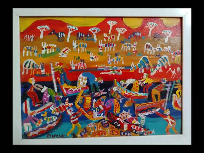 Elwin Buchel Painting Small Ships 400x300mm