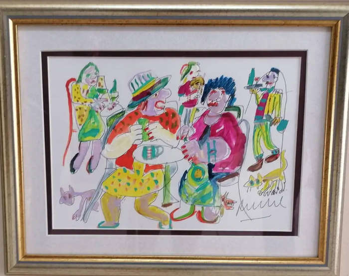 Elwin Buchel Water Color Painting - Restaurant 290mm x 200mm Framed