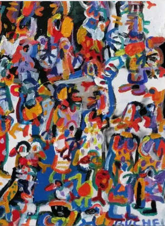 Elwin Buchel Painting Ladies going to the village market 600mm x 450mm Framed
