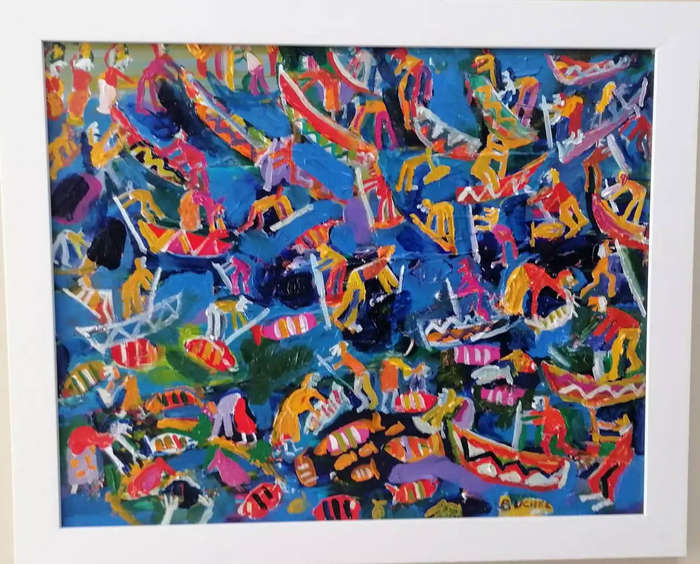 Elwin Buchel Painting - Water Sports 470mm x 600mm Framed