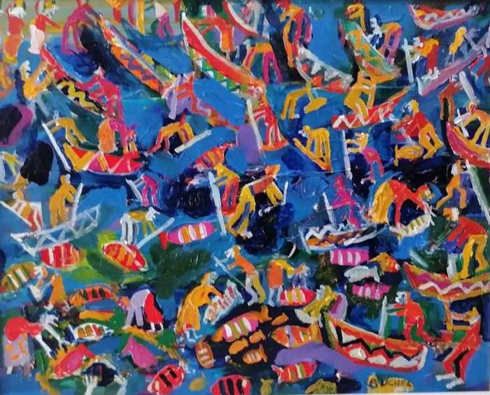 Elwin Buchel Painting - Water Sports 470mm x 600mm Framed