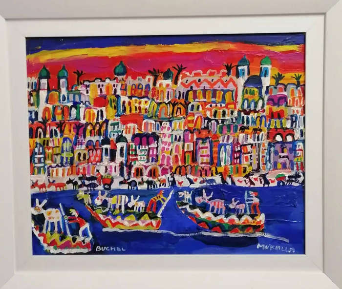 Elwin Buchel Painting - Mukalla 490mm x 600mm Framed