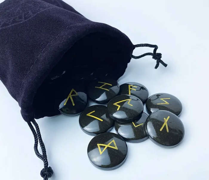 24-Piece Viking Rune Set & Black Velvet Pouch