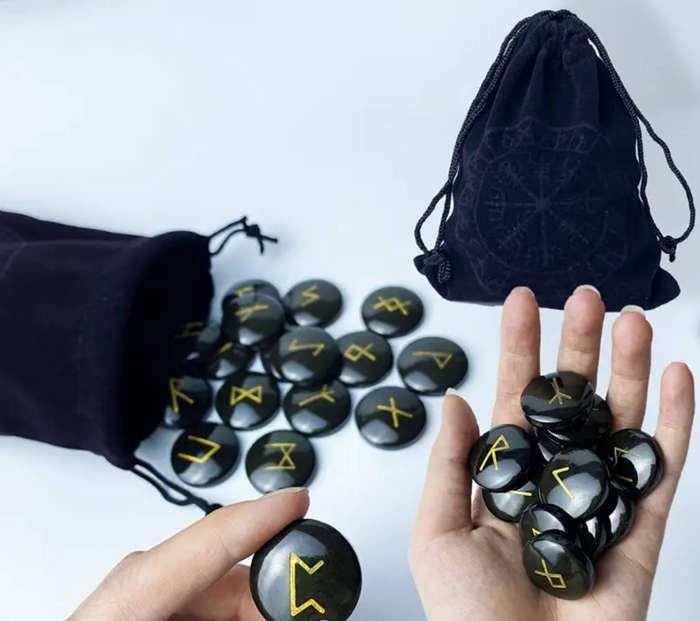 24-Piece Viking Rune Set & Black Velvet Pouch