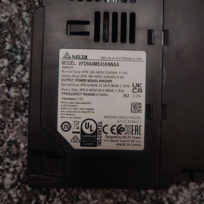 Delta ME300 VFD (3.7kW/5HP/400V) Industrial Automotive AC Motor Drive