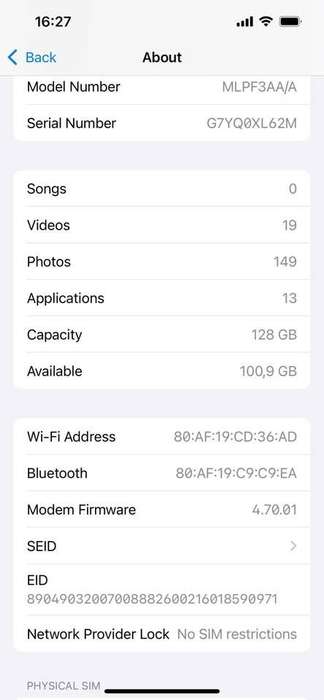 iPhone 13 128GB 100% Battery
