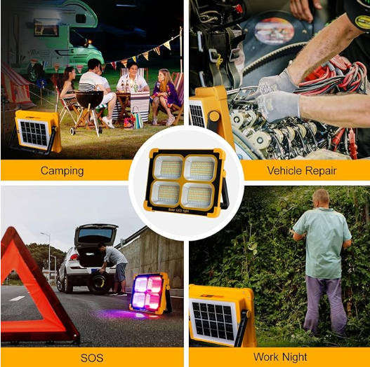 200w Rechargeable Solar Flood Light Outdoor Portable LED Reflector