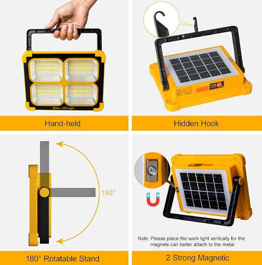 200w Rechargeable Solar Flood Light Outdoor Portable LED Reflector