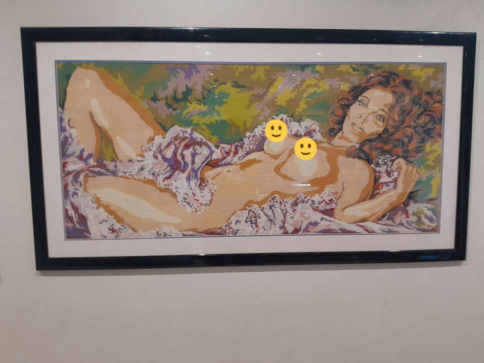 Exclusive Handcrafted Embroidery Carpet Art  Reclining Female Form