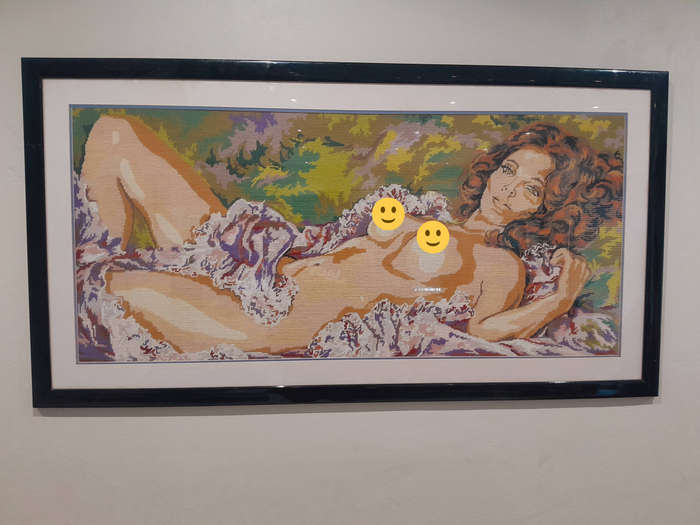 Exclusive Handcrafted Embroidery Carpet Art  Reclining Female Form