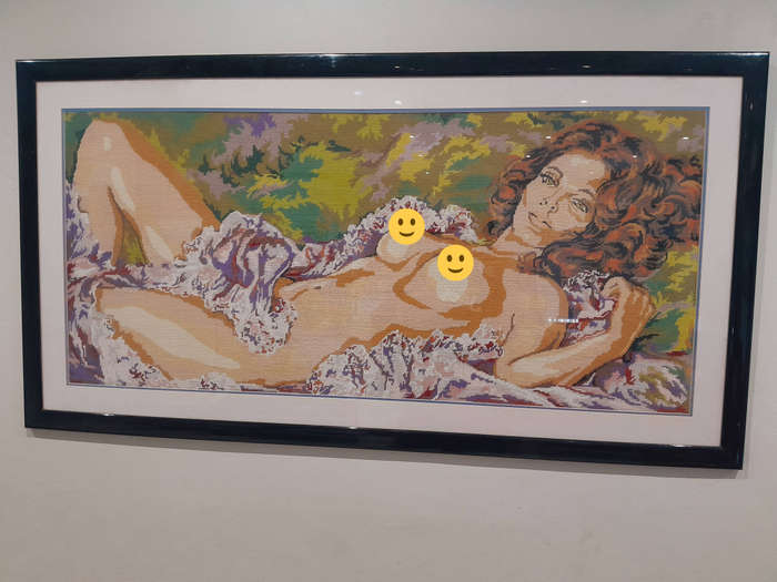 Exclusive Handcrafted Embroidery Carpet Art  Reclining Female Form