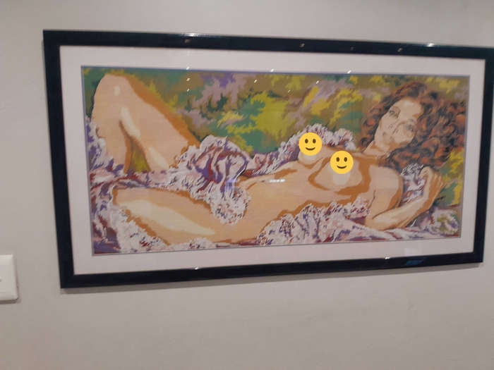 Exclusive Handcrafted Embroidery Carpet Art  Reclining Female Form