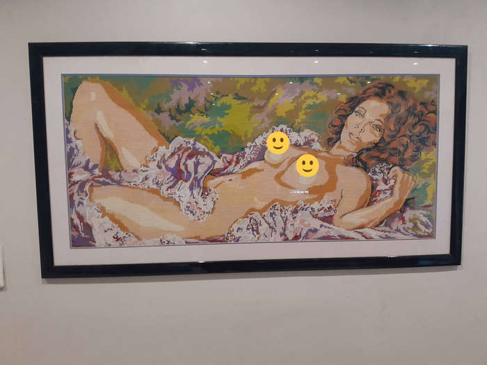Exclusive Handcrafted Embroidery Carpet Art  Reclining Female Form