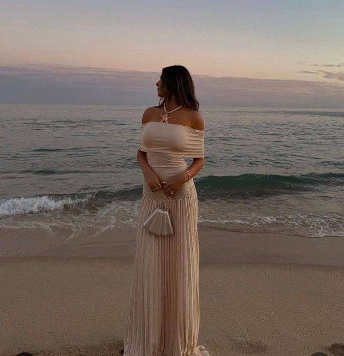 Maxi long pleated dress